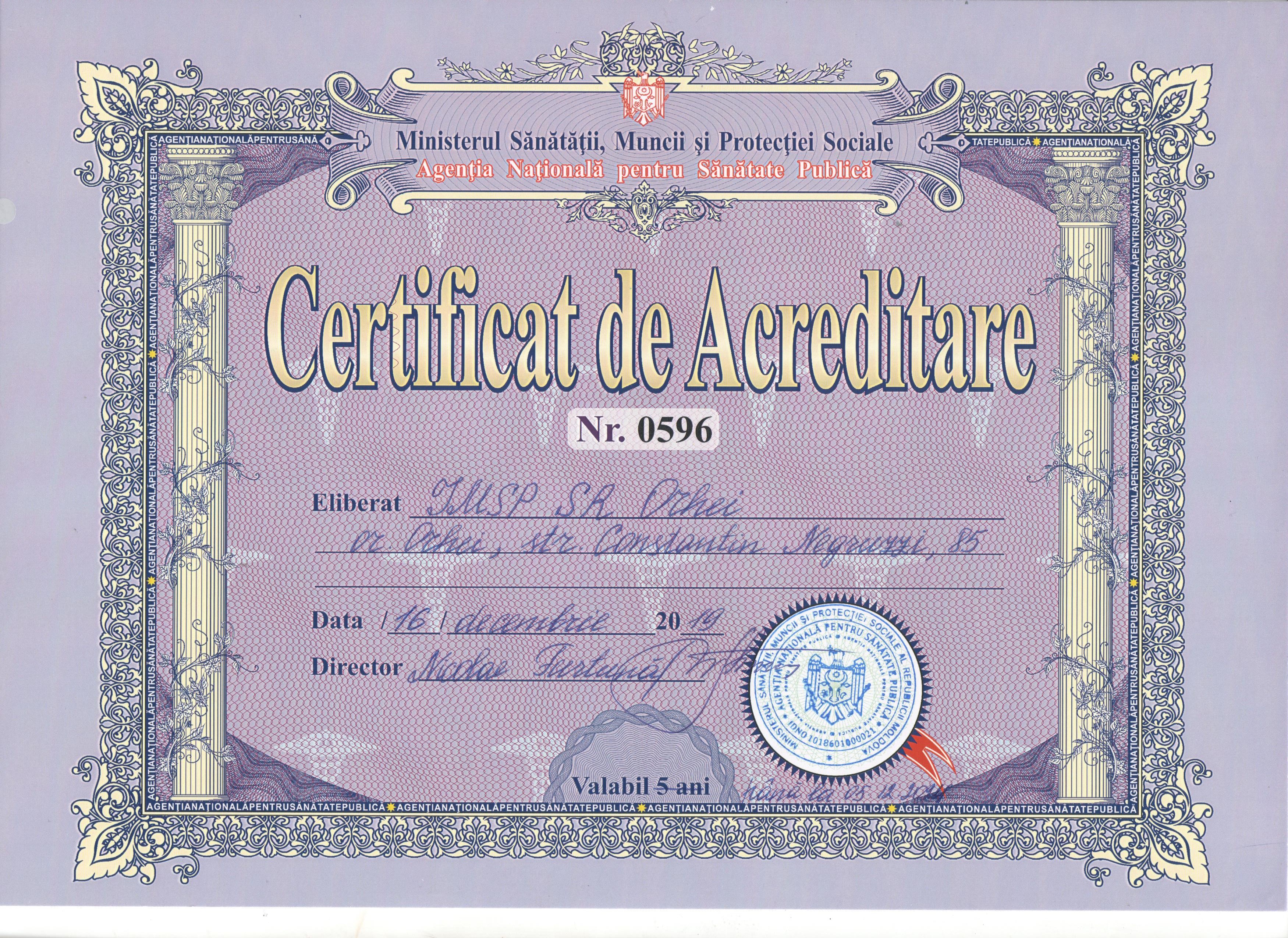 Certificat de acreditare